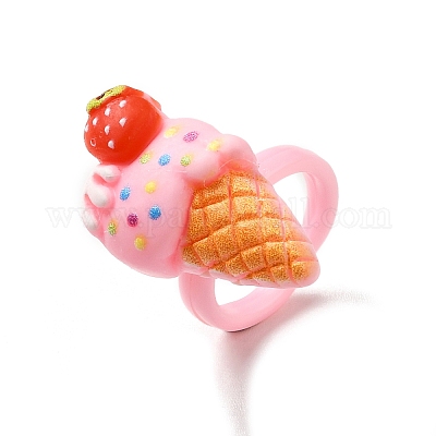 Открытое кольцо-манжета из смолы с мультяшными сладостями для детей X-RJEW-K239-21-1