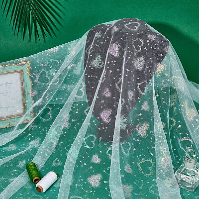 Полиэстеровая сетчатая ткань с рисунком в виде сердца DIY-WH0591-146A-1