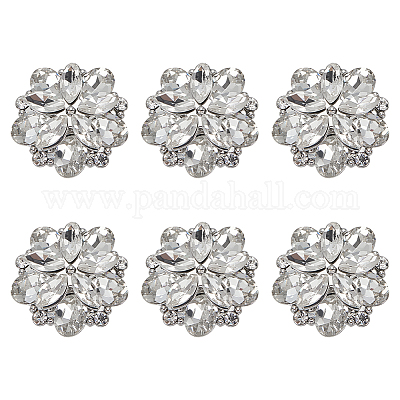 6 шт. стеклянные пуговицы со стразами BUTT-FG0001-52P-1