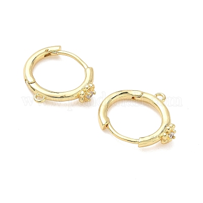 Латунные серьги-кольца из прозрачного кубического циркония KK-G547-04G-1