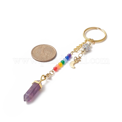 Брелок с подвеской в виде пули из натуральных смешанных драгоценных камней KEYC-JKC00448-1