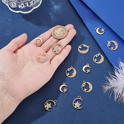 36шт 3 стиля подвески из сплава с кристаллами и стразами ALRI-GA0001-14-1