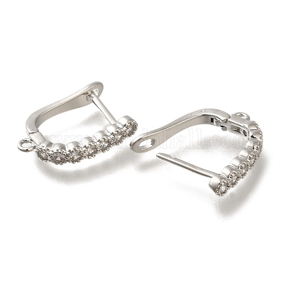 Покрытие стойки латунь микропаве фианит серьги обручи EJEW-H143-05P-1