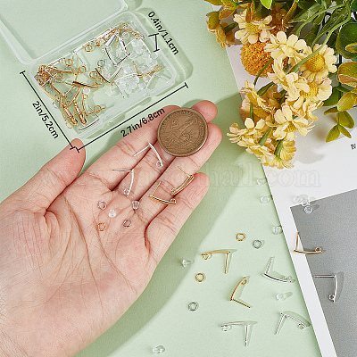 40 шт. 2-х цветная каплевидная фурнитура для сережек-гвоздиков из латуни DIY-CN0002-72-1
