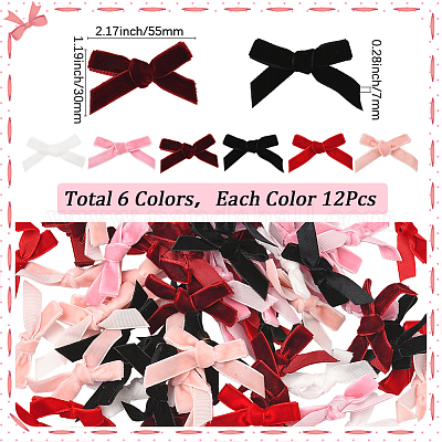 72 шт. 6-х цветный бархатный бант для костюма DIY-SP0004-95-1