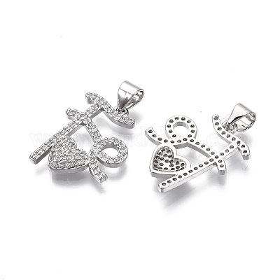 Латунные микропаве прозрачные подвески с фианитом KK-R133-051P-NF-1