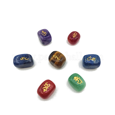 7 шт. прямоугольные натуральные драгоценные камни Ом камни PW-WG27350-01-1