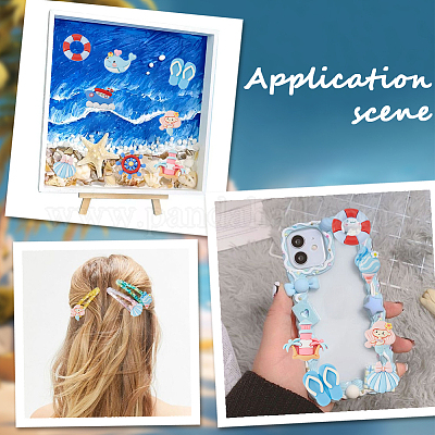 Кабошоны из непрозрачной смолы с морской тематикой CRES-SC0002-92-1