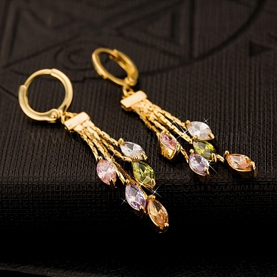 Серьги с кольцами из настоящего циркония EJEW-EE0001-185-1