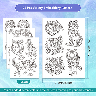 4 лист 11.6x8.2-дюймовых рисунков вышивки палочками и стежками DIY-WH0455-134-1