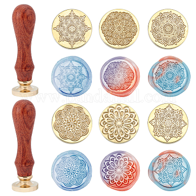 6Pcs Wax Seal Stamp Brass Head Sealing Stamp For Invitation Letter Wooden HandDA 