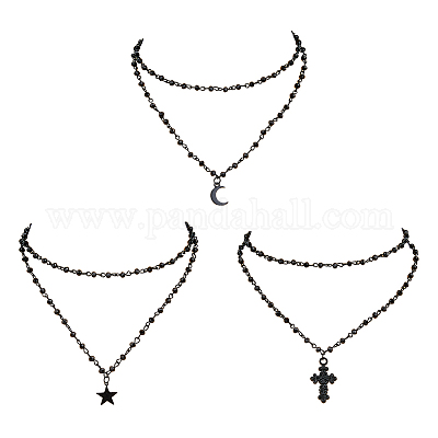 3 комплект из 3 подвесок в виде луны NJEW-FI0001-14-1