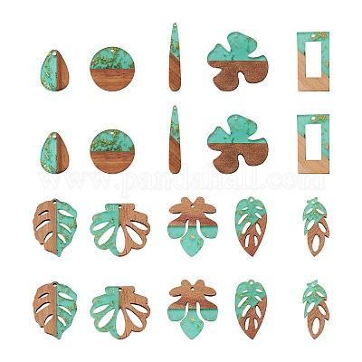 20шт 10 стильные подвески из прозрачной смолы и орехового дерева RESI-KS0001-08-1