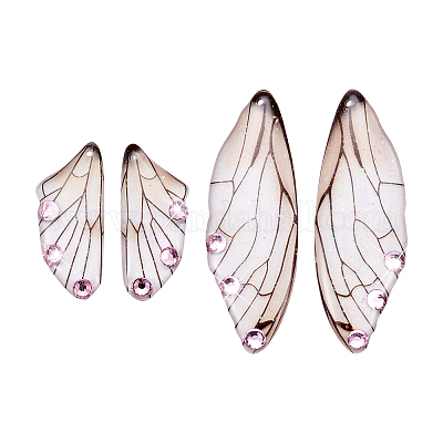 Набор подвесок из прозрачной смолы со стразами светло-розового цвета RESI-TAC0002-47A-1