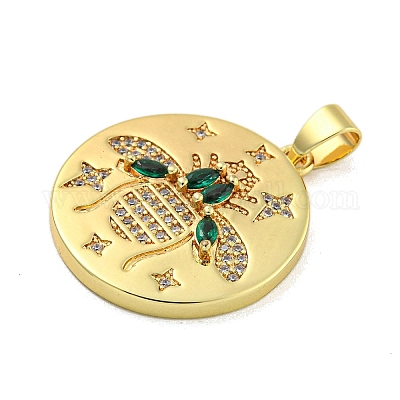 Настоящие 18к позолоченные латунные подвески с микропаве и кубическим цирконием KK-R159-34G-1