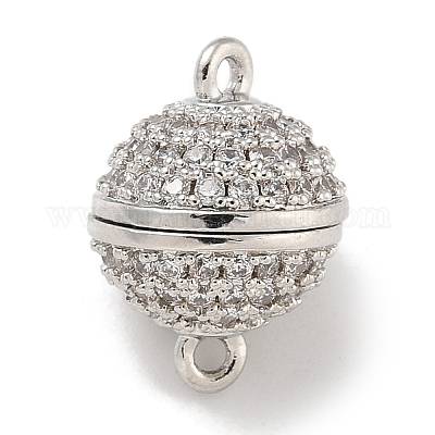 Магнитные застежки из латуни с микропейвом и прозрачным кубическим цирконием KK-P284-01B-P-1