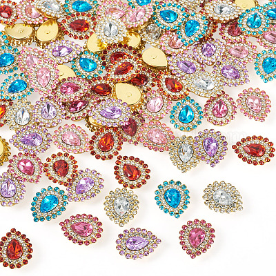 90 шт. 6-х цветные стеклянные кабошоны из сплава FIND-TA0007-91-1