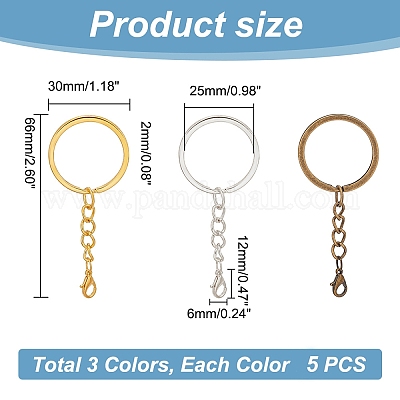 15 шт. 3 цвета железные брелоки для ключей KEYC-PH01509-1