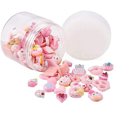 PandaHall Circa 100 PCS Rosa Forma Mista Caramella Torta Flatback Cabochon per DIY Scrapbooking Craft Creazione di Gioielli 