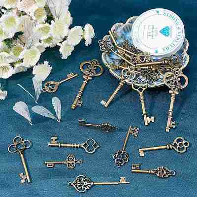 Набор для самостоятельного изготовления браслета с подвеской в виде ключа-скелета и крыла DIY-SC0017-48-1