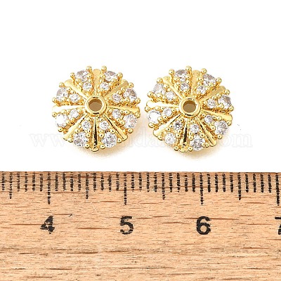 Колпачки для бусин из прозрачного кубического циркония в форме цветка из латуни KK-V008-03G-1