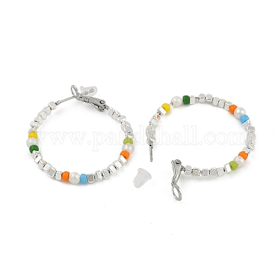 Латунные серьги обруча EJEW-Q391-34P-1