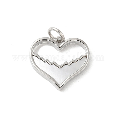 Подвески в виде сердечек из натуральной белой ракушки из латуни с соединительными кольцами KK-S522-08E-P-1