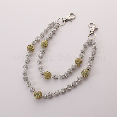 Двухслойные цепочки для брюк из полимерной глины с круглыми бусинами и стразами FS-WG9506A-12-1