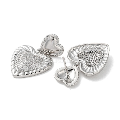 Латунные серьги-гвоздики с кубическим цирконием для женщин EJEW-M258-08P-1