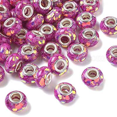 Прозрачные европейские бусины-рондель из смолы RESI-S023-10-1