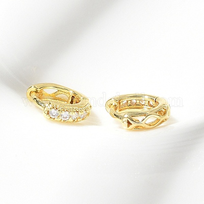 Латунные серьги-кольца из прозрачного кубического циркония EJEW-D311-077G-1