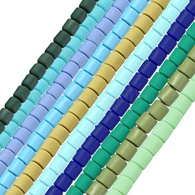 SUNNYCLUE 610Pcs 10 Colors Handmade Polymer Clay Bead Strands, Column,  Mixed Color, 6.5x6mm, Hole: 1.2mm, 1 strand/color