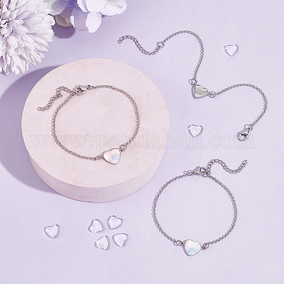 Набор для самостоятельного изготовления браслета из звеньев нержавеющей стали 304 в виде пустого сердца BJEW-UN00005-1