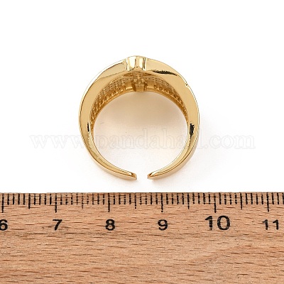 Регулируемые латунные кольца-манжеты с микропаве из кубического циркония для женщин RJEW-B139-04G-1