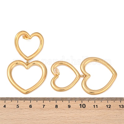 Серьги-гвоздики в форме полого сердца из нержавеющей стали 304 EJEW-Z096-03G-1