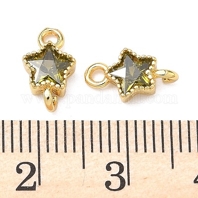 Латунные подвески-звездочки с инкрустацией из кубического циркония&nbsp;KK-P348-08G-02-1