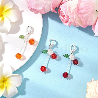 3 шт. стеклянная подвеска в виде вишни HJEW-JM04254-1