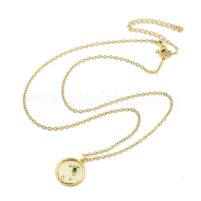 Плоские круглые подвески в форме созвездия из нержавеющей стали 304 с кубическим цирконием STAS-S145-01I-1