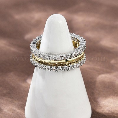 Латунные микро проложить пальцев кольца кубического циркония RJEW-D325-01PG-01-1