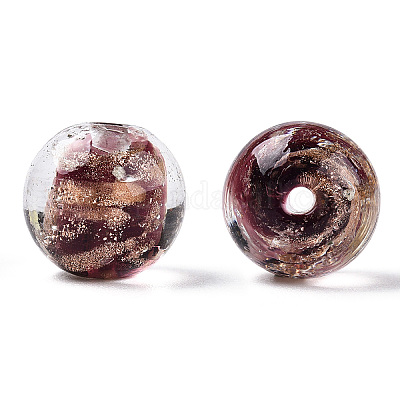 Светящиеся бусины лэмпворк из золота и песка ручной работы LAMP-N024-05B-01-1