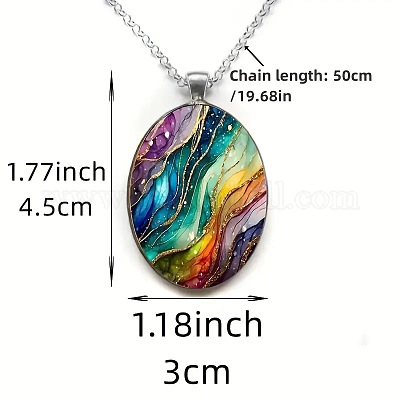 Овальные подвески из цинкового сплава и стекла FS-WG171E2-01-1