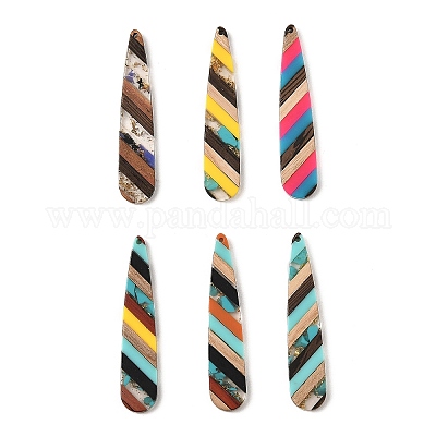 Большие подвески из прозрачной смолы и орехового дерева RESI-E050-01A-1