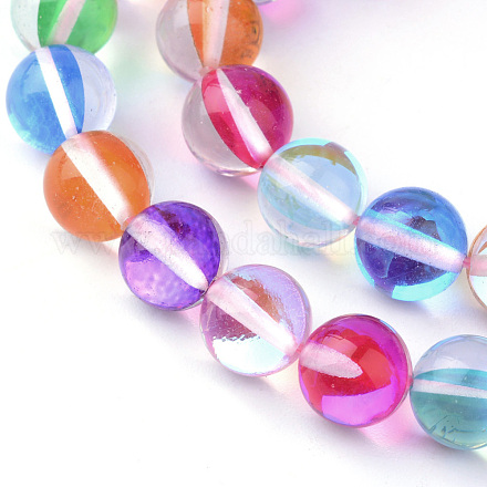 Chapelets de perles en pierre de lune synthétique X-G-R375-10mm-B08-1