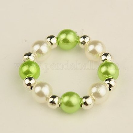 Acrílico de moda la imitación de perlas anillos elásticos RJEW-JR00037-02-1