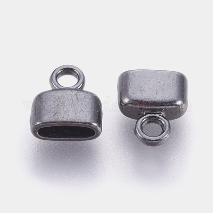 チベットスタイル合金金属コードの両端  エンドキャップ  カドミウムフリー＆ニッケルフリー＆鉛フリー  ガンメタ色  9x8x4mm  穴：2mm  内径：2x6mm TIBEP-LF11142Y-B-FF-1
