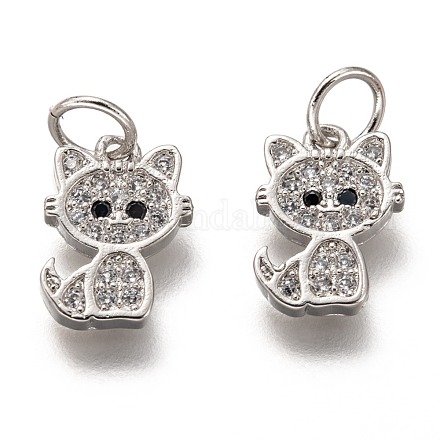 Brass Micro Pave Clear Cubic Zirconia Charms ZIRC-C020-38P-1