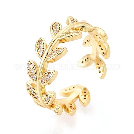 Латунные кольца-манжеты с микропаве из прозрачных кубических цирконий KK-T079-59G-1