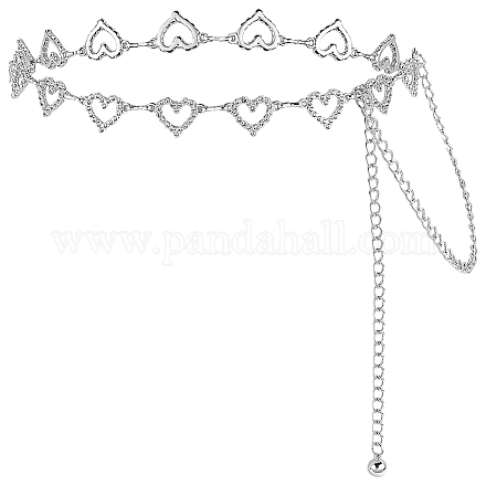 1 шт. сплав кристалл горный хрусталь сердце звено пояса цепи AJEW-UN0002-21P-1