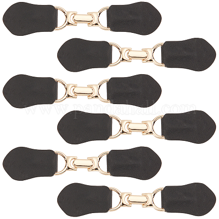 FINGERINSPIRE 6 Sets Leather Sew-On Toggles Closures Black Clip Holder Buckle Clasp Pin PU Leather Snap Toggle Sew On Leather Tab Closure Metal Leather Clasp Fasteners for Poncho Cape Cardigan AJEW-FG0001-56-1