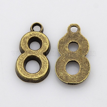 Rack Plated Zinc Alloy Number Charms PALLOY-A062-8AB-NR-1